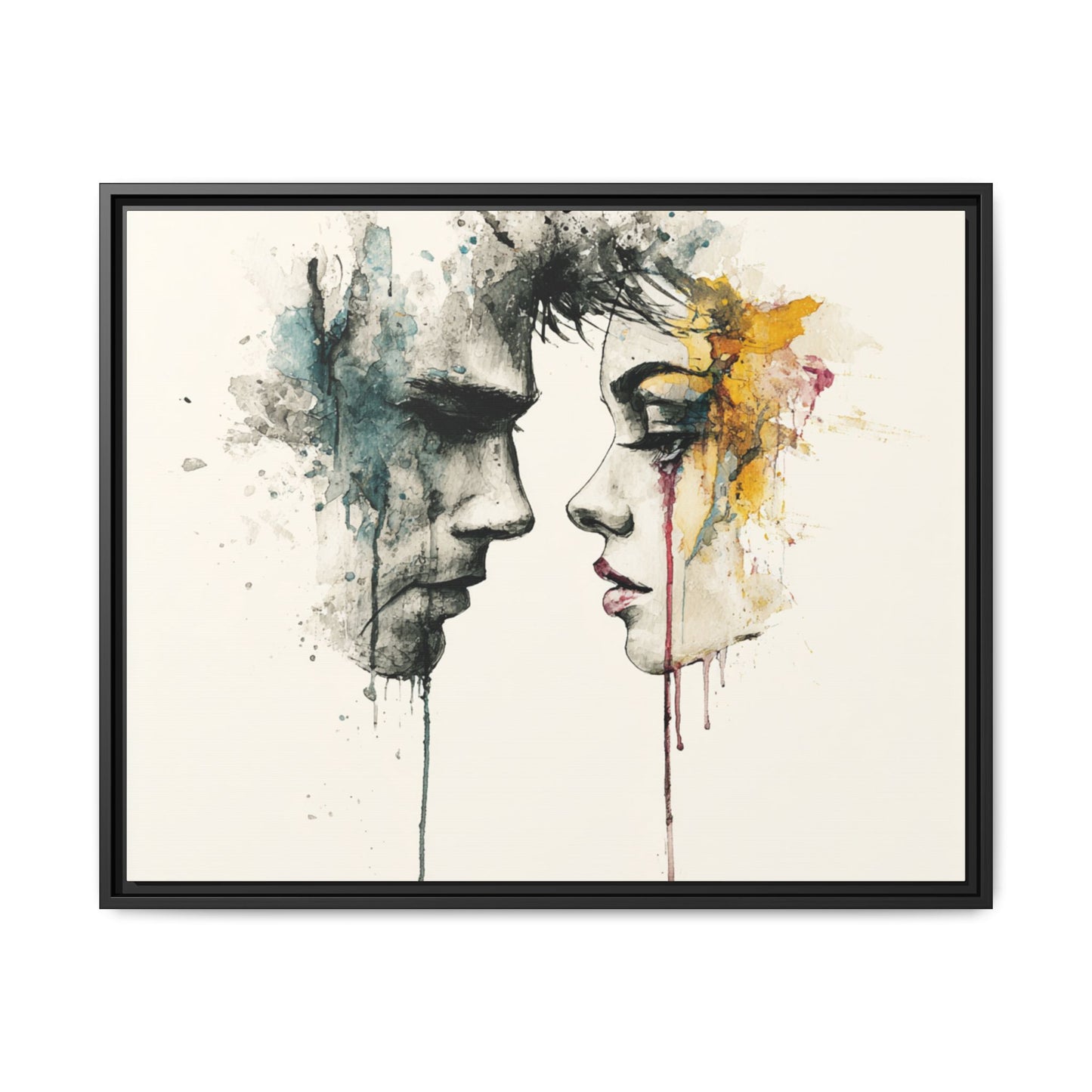 Framed Matte Canvas Art — Abstract Watercolor Faces Wall Print