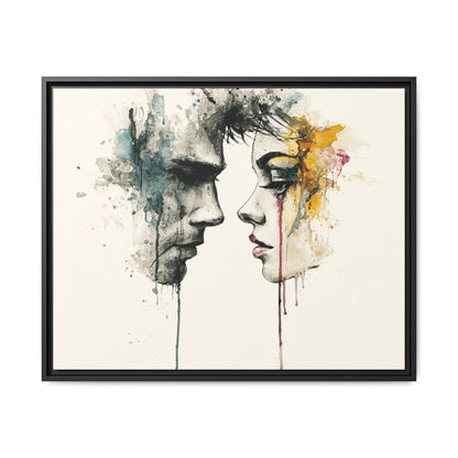 Framed Matte Canvas Art — Abstract Watercolor Faces Wall Print