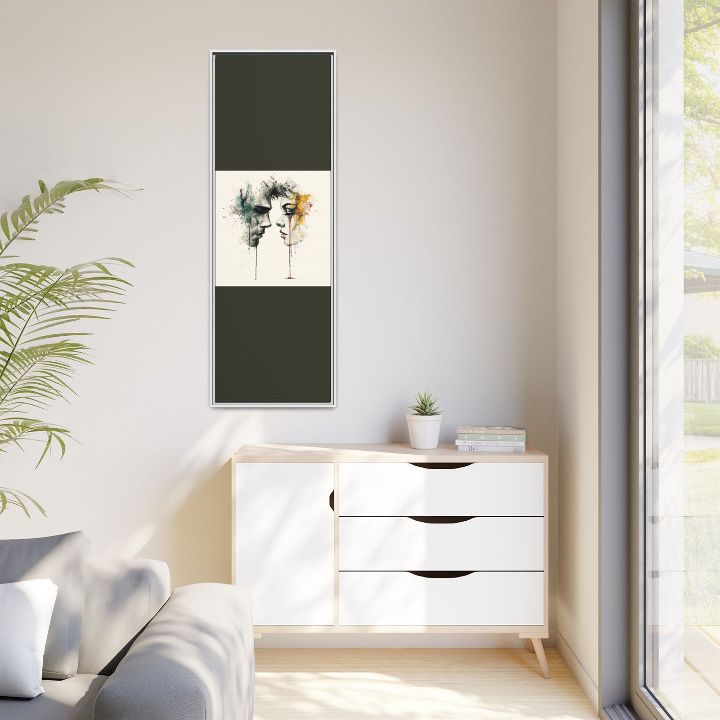 Framed Matte Canvas Art — Abstract Watercolor Faces Wall Print