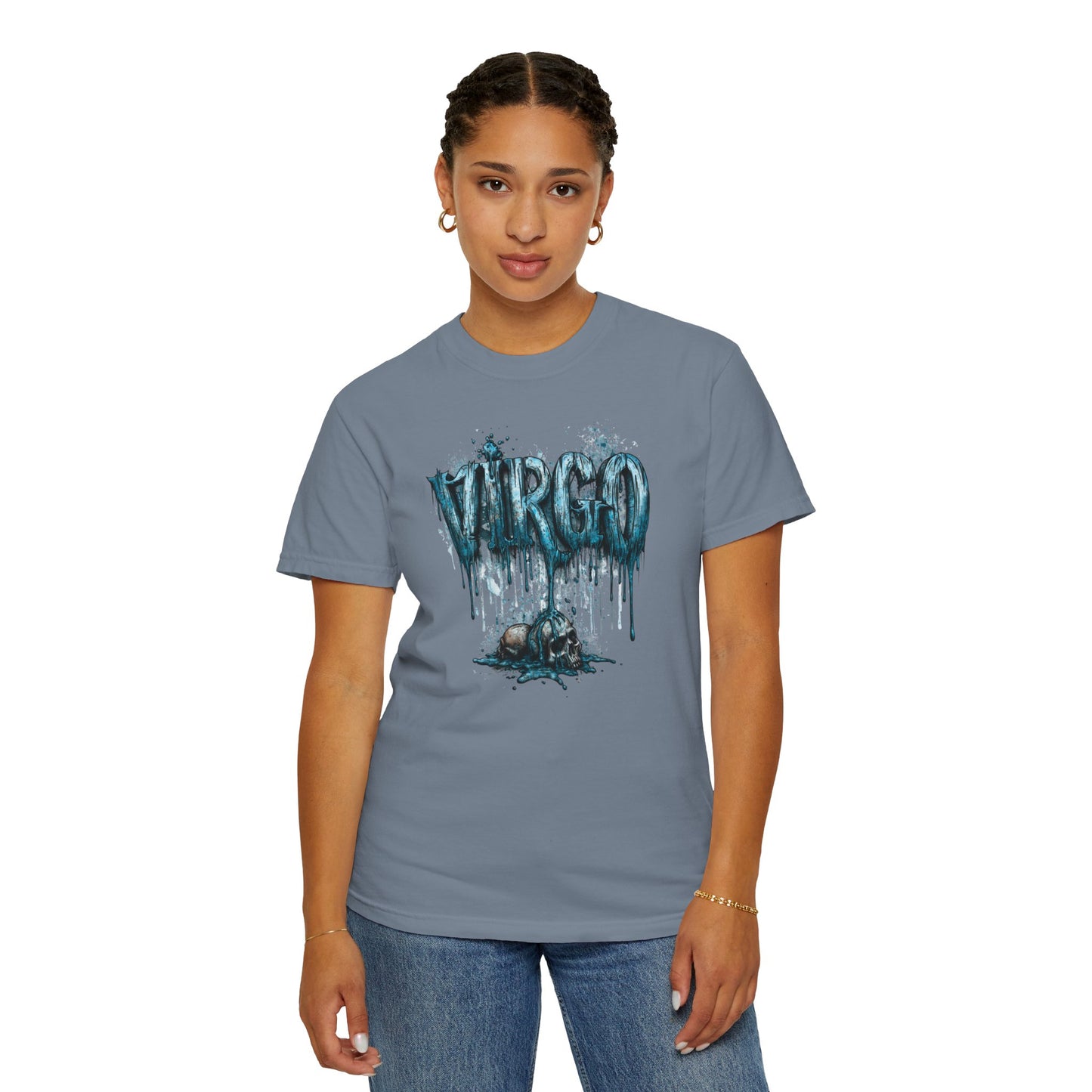 Virgo Graphic T-Shirt — Grunge Zodiac Tee with 'Virgo' Dripping Design