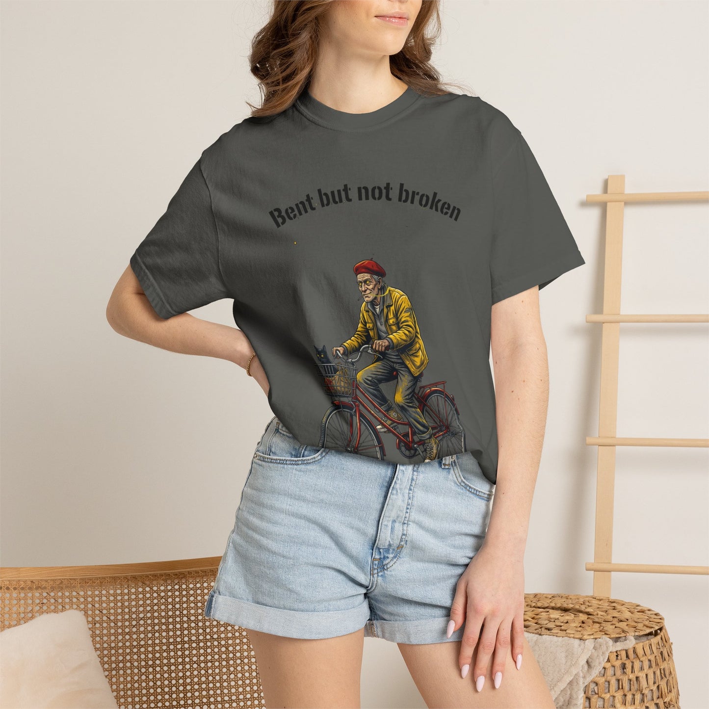 T-Shirt — "Bent but not broken" Vintage Bicyclist Graphic Tee