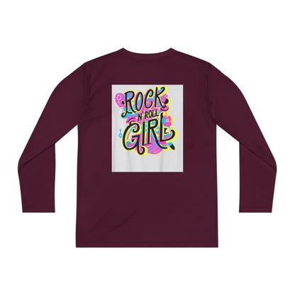 Girls Youth Long Sleeve Tee — "Rock and Roll Girl" Colorful Retro Graphic