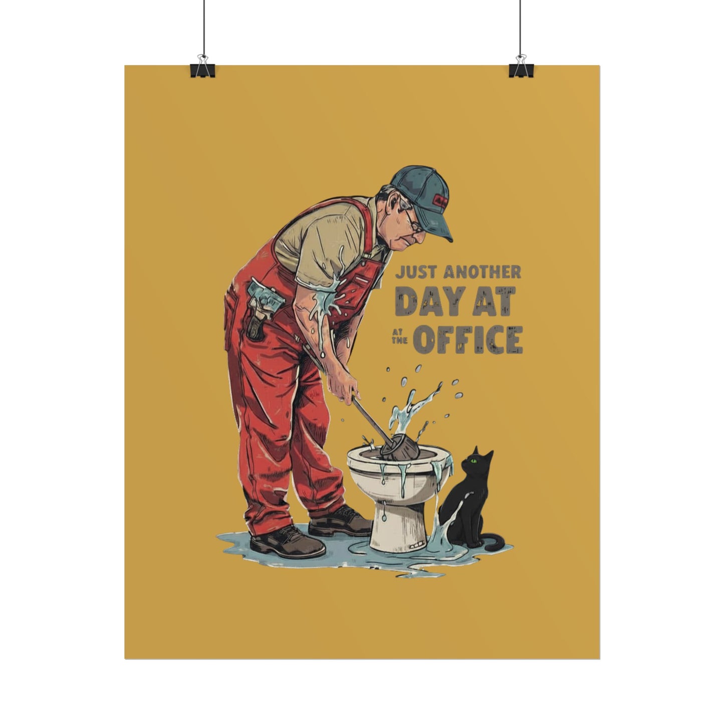 Rolled Poster — "Just Another Day at the Office" Plumber Retro Wall Art