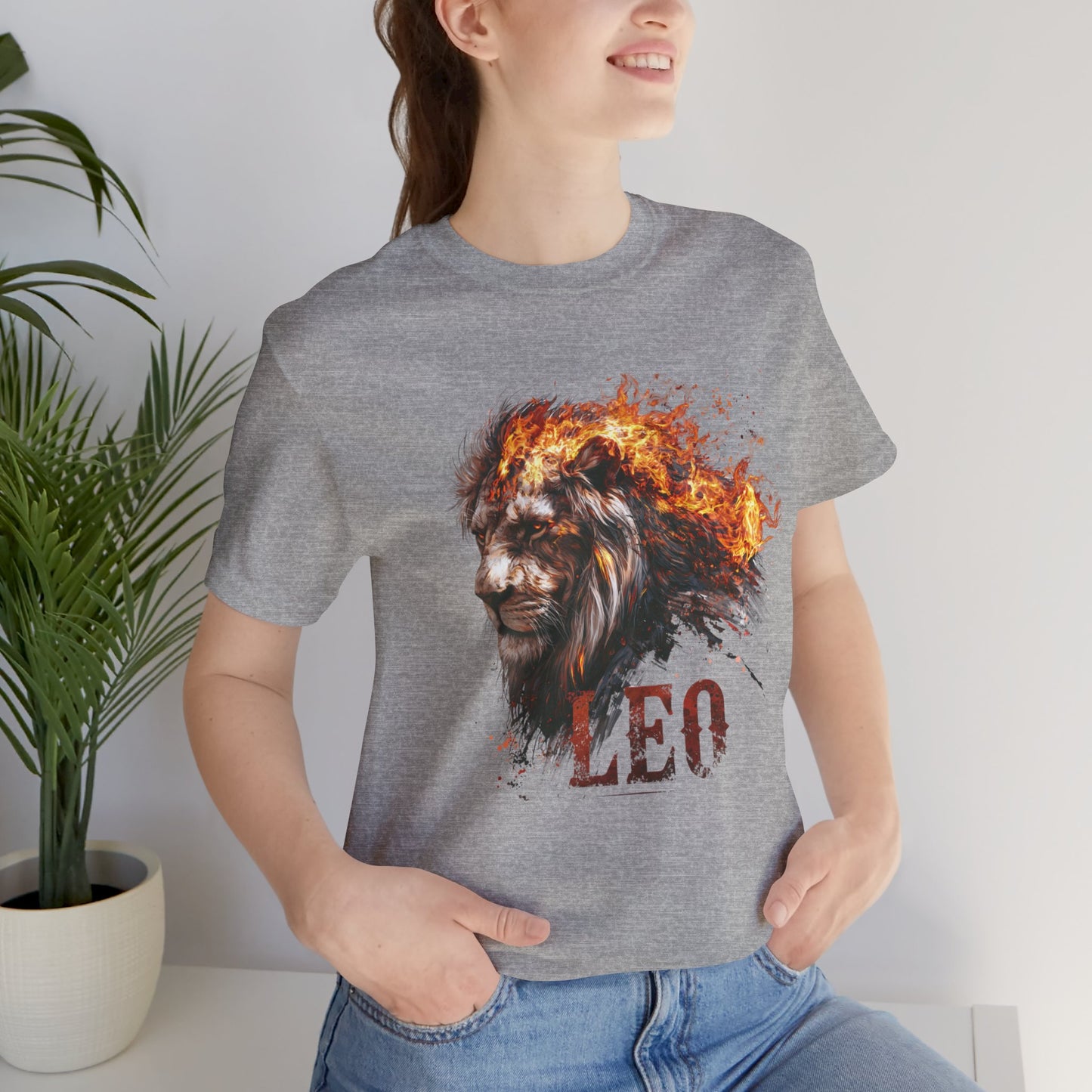 Leo Fire Lion Zodiac T‑Shirt — Bold Flaming Lion Graphic Tee for Leo Birthday
