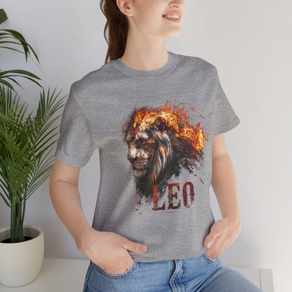 Leo Fire Lion Zodiac T‑Shirt — Bold Flaming Lion Graphic Tee for Leo Birthday