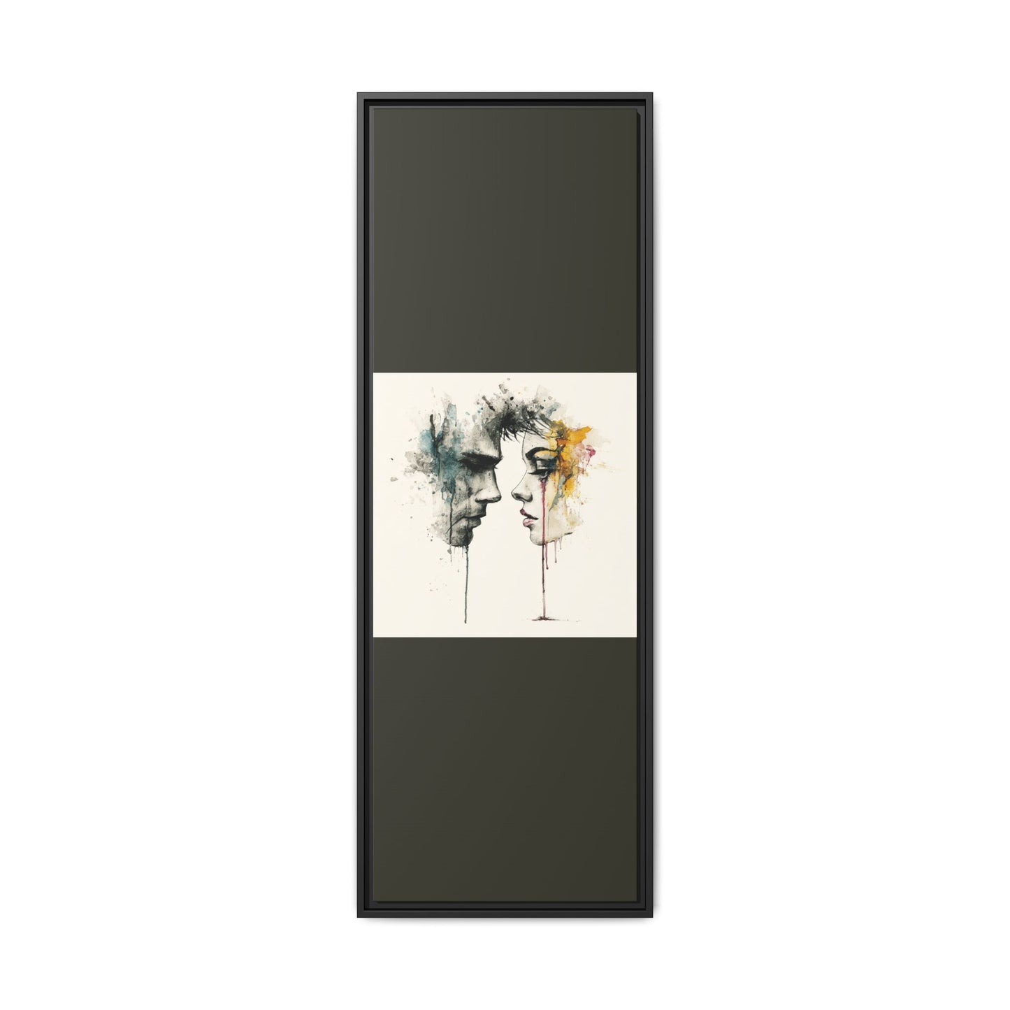 Framed Matte Canvas Art — Abstract Watercolor Faces Wall Print