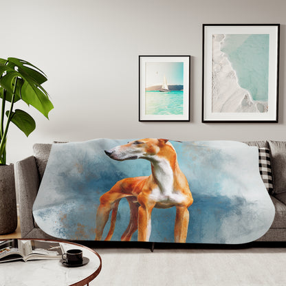 The Azawakh  West African sighthound Sherpa Blanket — Cozy Watercolor Dog Throw
