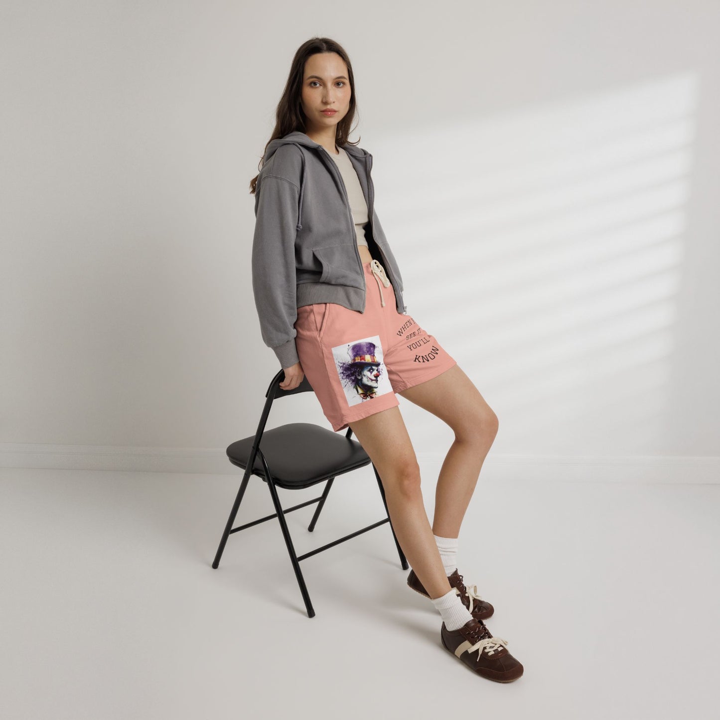Clown Graphic Sweat Shorts — "When You See It You'll Know" Fleece Lounge Shorts