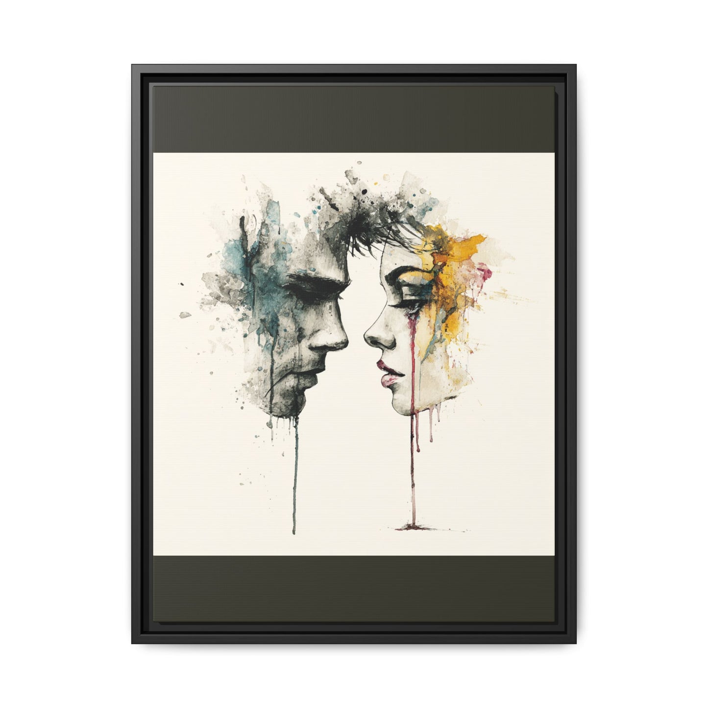 Framed Matte Canvas Art — Abstract Watercolor Faces Wall Print