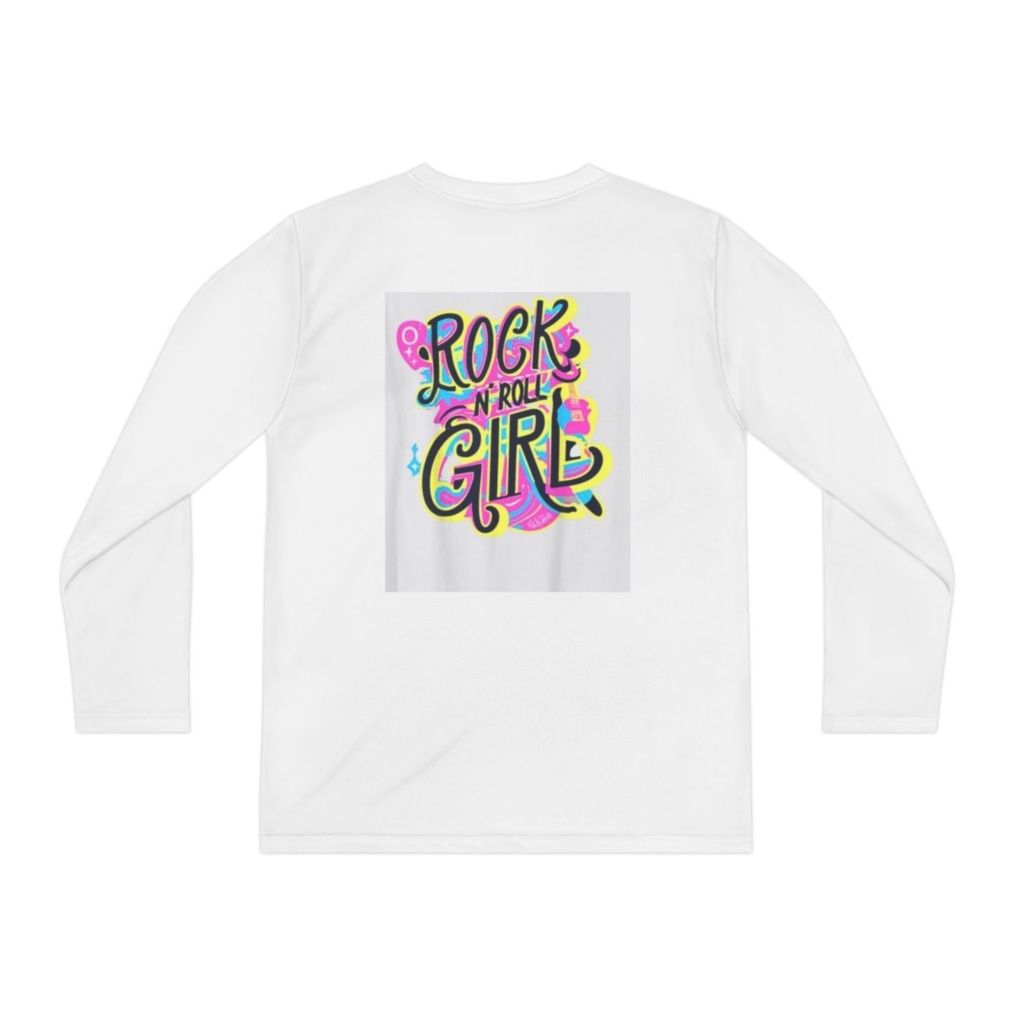 Girls Youth Long Sleeve Tee — "Rock and Roll Girl" Colorful Retro Graphic