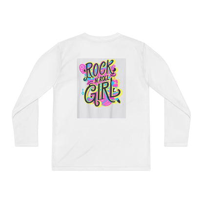 Girls Youth Long Sleeve Tee — "Rock and Roll Girl" Colorful Retro Graphic