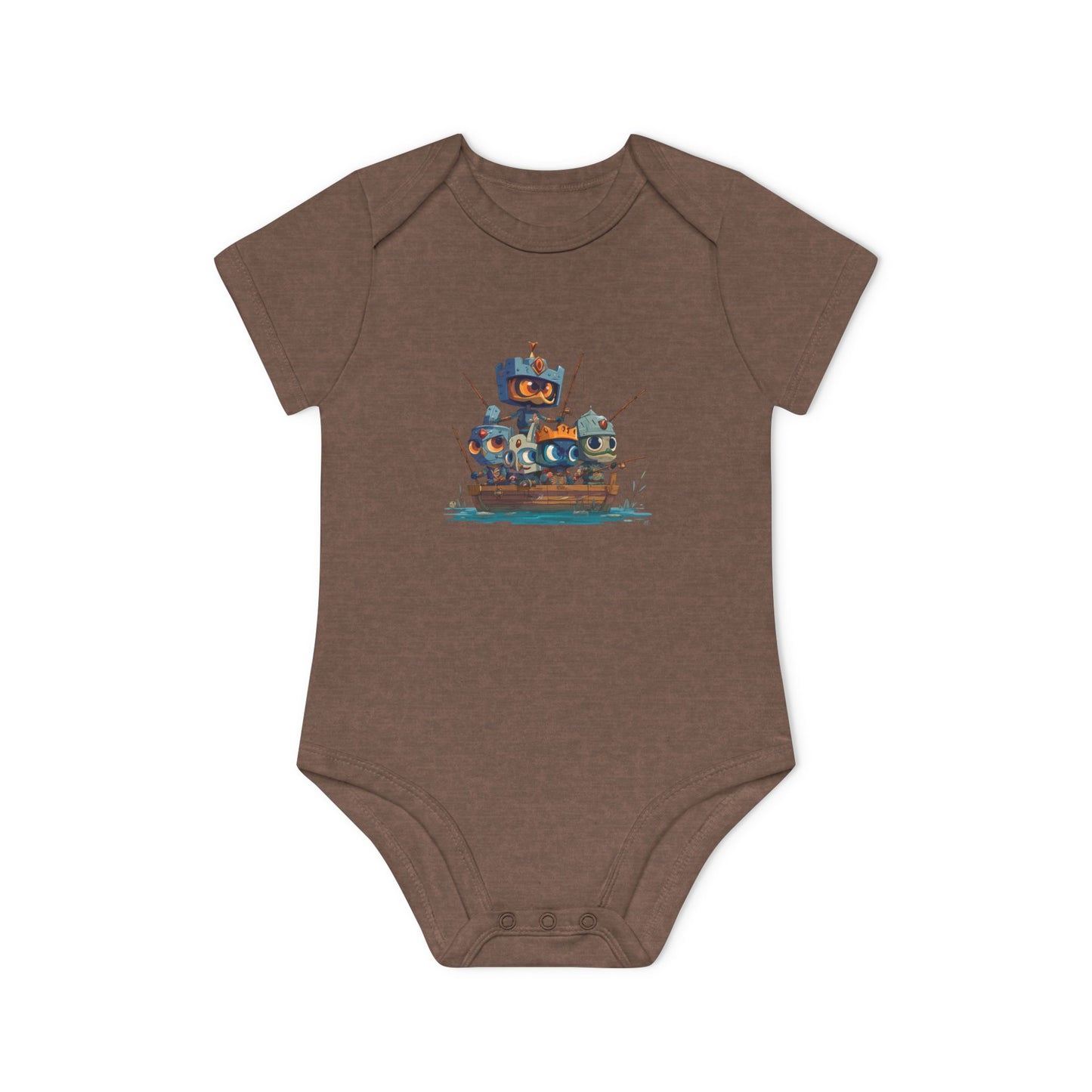 Baby Bodysuit — Cute Robot Pirate Ship Organic Infant Onesie
