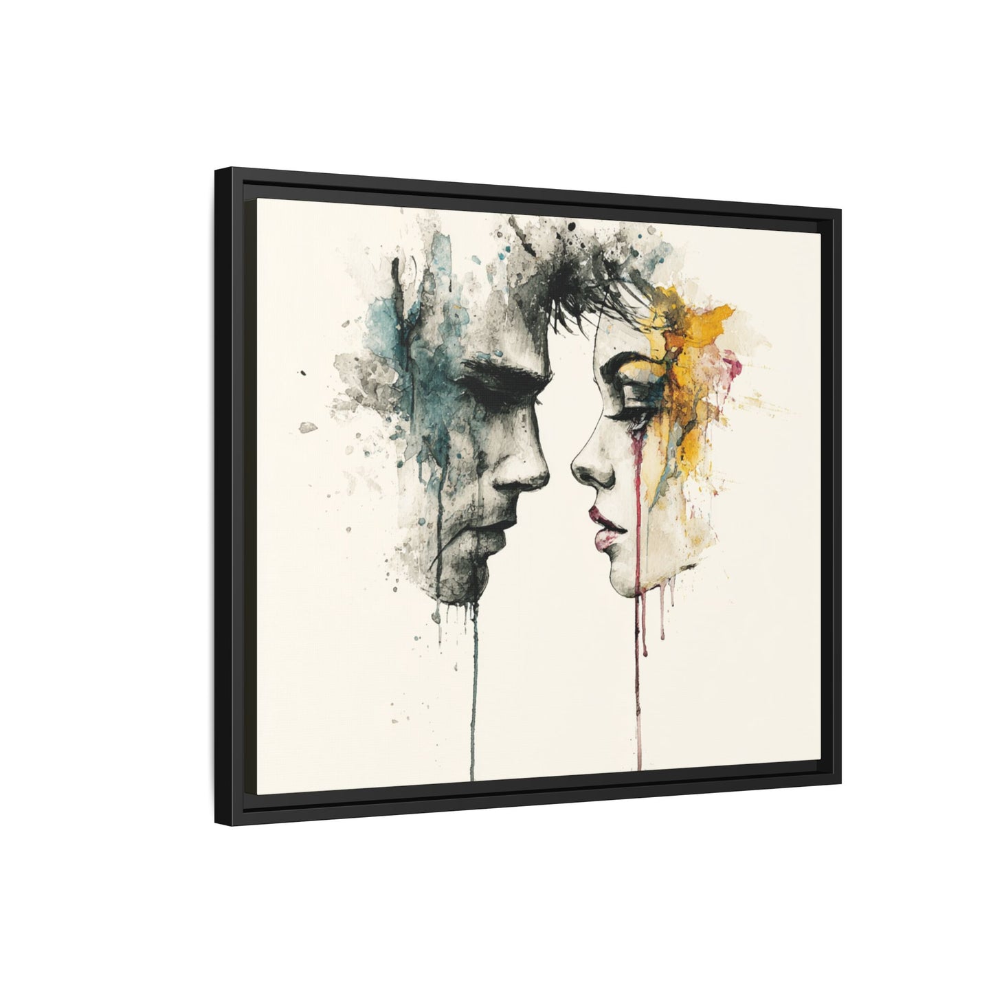 Framed Matte Canvas Art — Abstract Watercolor Faces Wall Print
