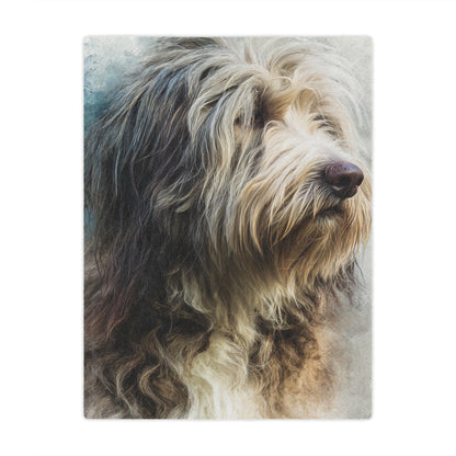 Bergamasco Shepherd Dog Portrait Minky Blanket — Soft Fluffy Throw for Pet Lovers