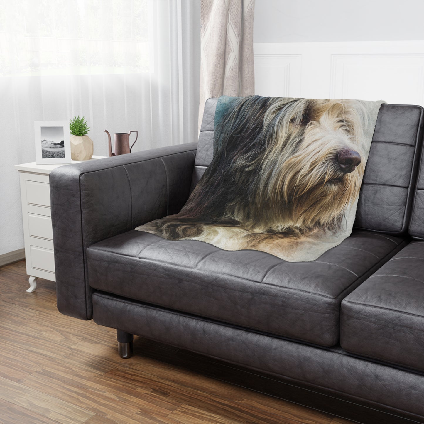 Bergamasco Shepherd Dog Portrait Minky Blanket — Soft Fluffy Throw for Pet Lovers