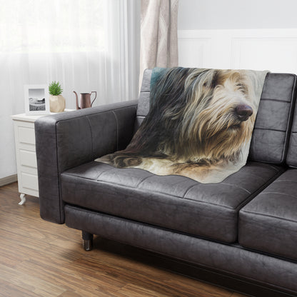 Bergamasco Shepherd Dog Portrait Minky Blanket — Soft Fluffy Throw for Pet Lovers