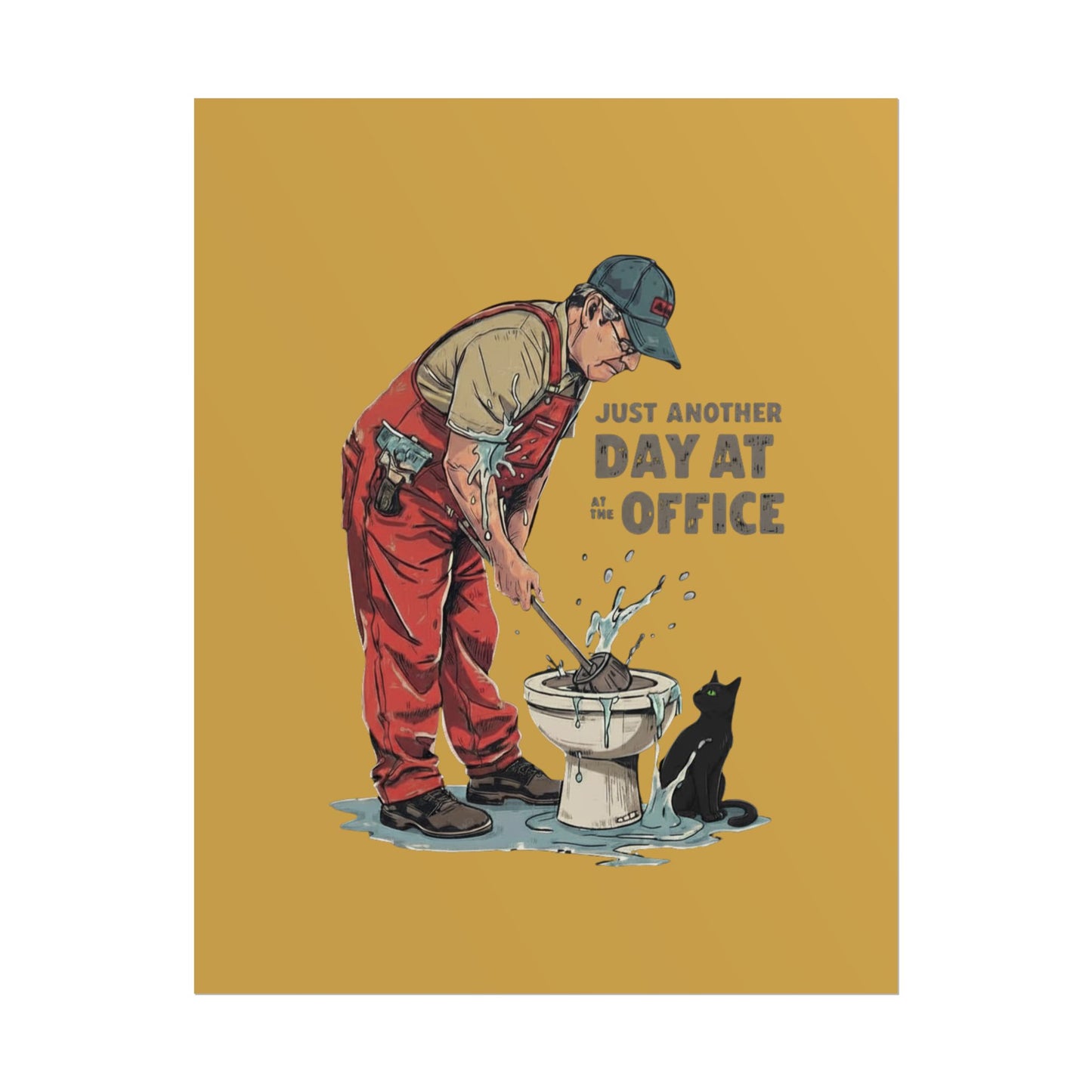 Rolled Poster — "Just Another Day at the Office" Plumber Retro Wall Art