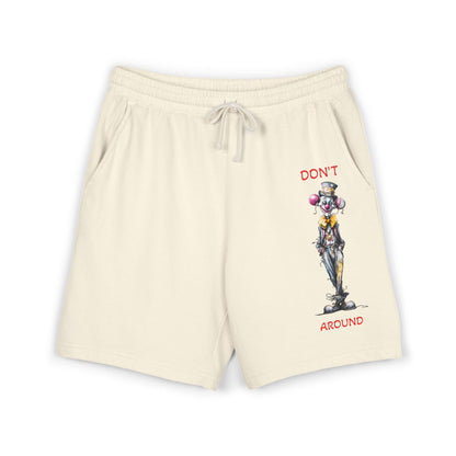 Don't Around Sweat Shorts — Graphic Clown Illustration Fleece Shorts
