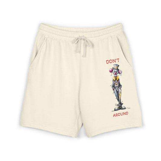 Don't Around Sweat Shorts — Graphic Clown Illustration Fleece Shorts