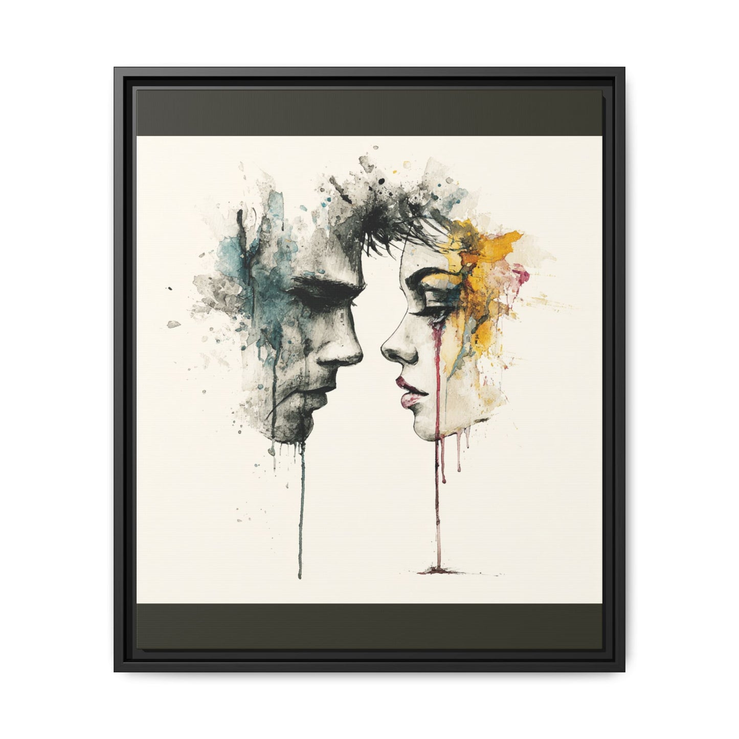 Framed Matte Canvas Art — Abstract Watercolor Faces Wall Print
