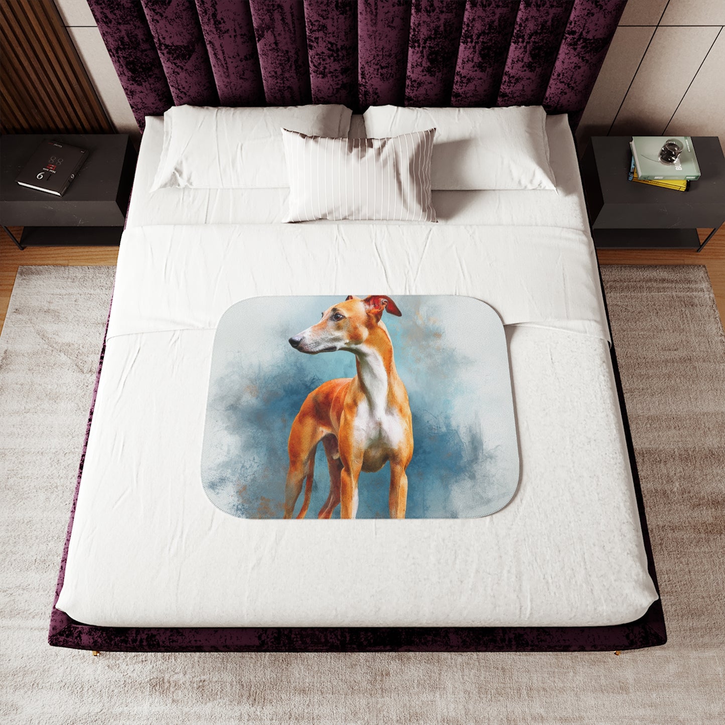 The Azawakh  West African sighthound Sherpa Blanket — Cozy Watercolor Dog Throw