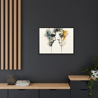 Framed Matte Canvas Art — Abstract Watercolor Faces Wall Print