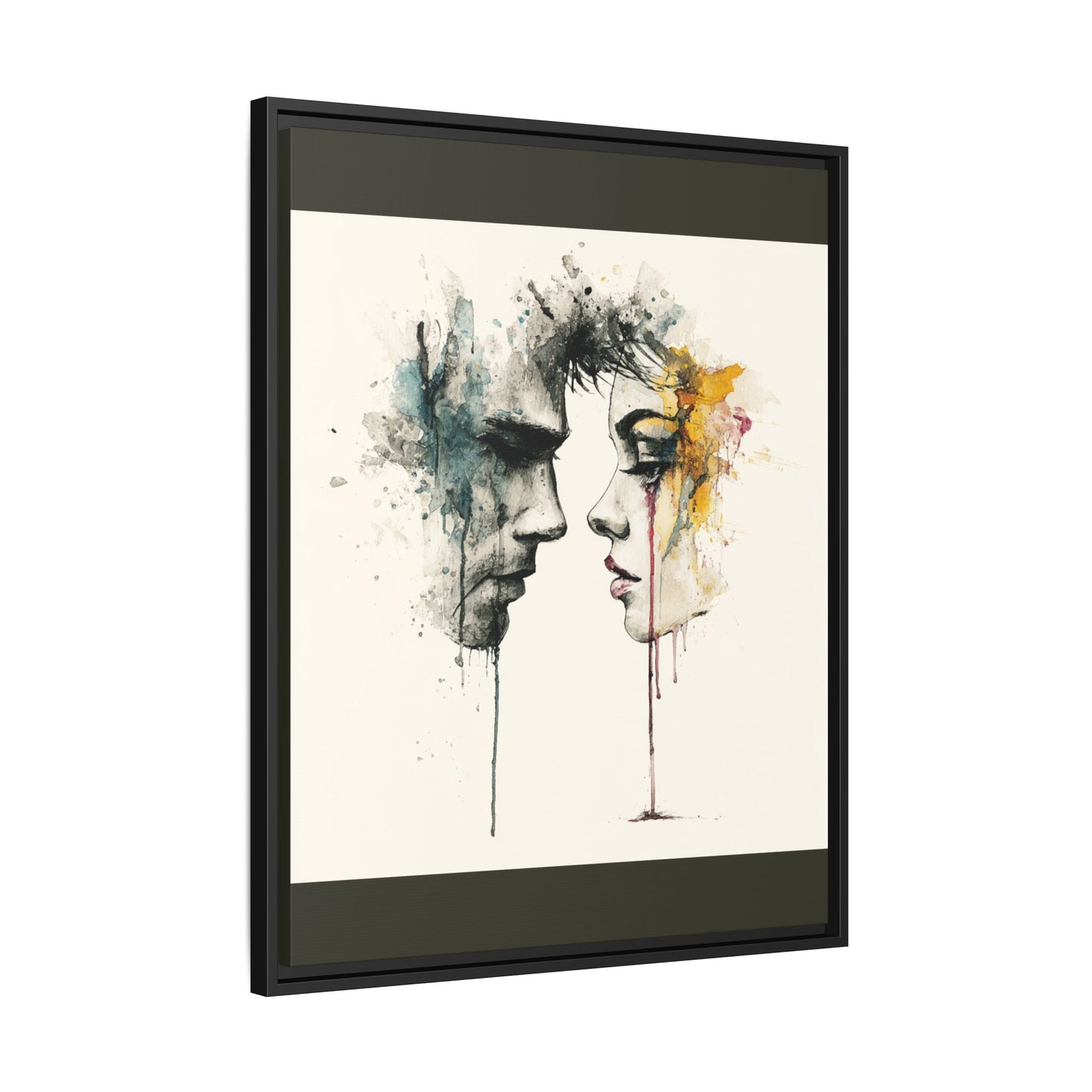 Framed Matte Canvas Art — Abstract Watercolor Faces Wall Print