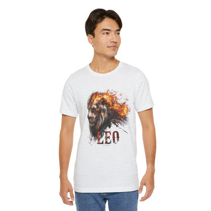 Leo Fire Lion Zodiac T‑Shirt — Bold Flaming Lion Graphic Tee for Leo Birthday