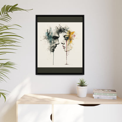 Framed Matte Canvas Art — Abstract Watercolor Faces Wall Print