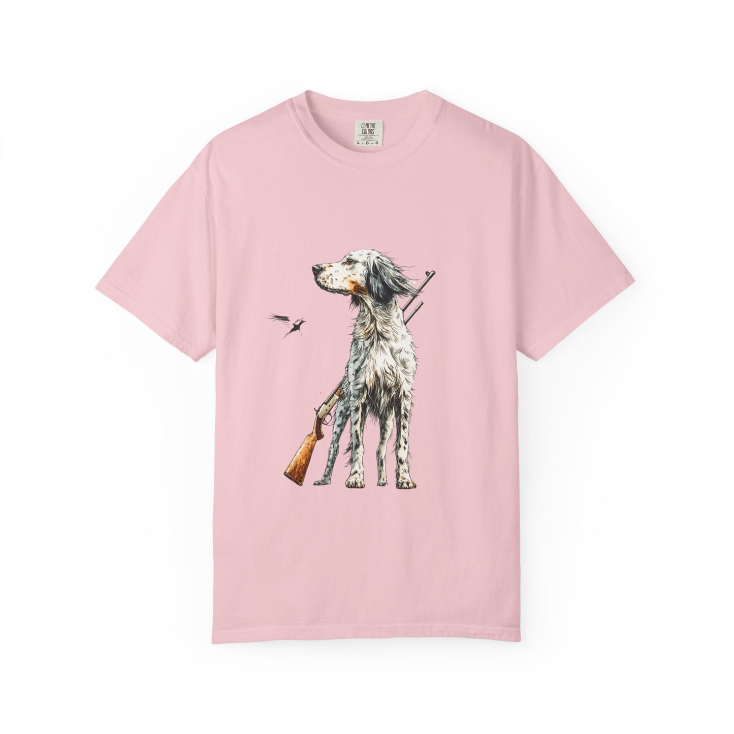 Hunting Dog Graphic T-Shirt — Watercolor Pointer with Shotgun Design