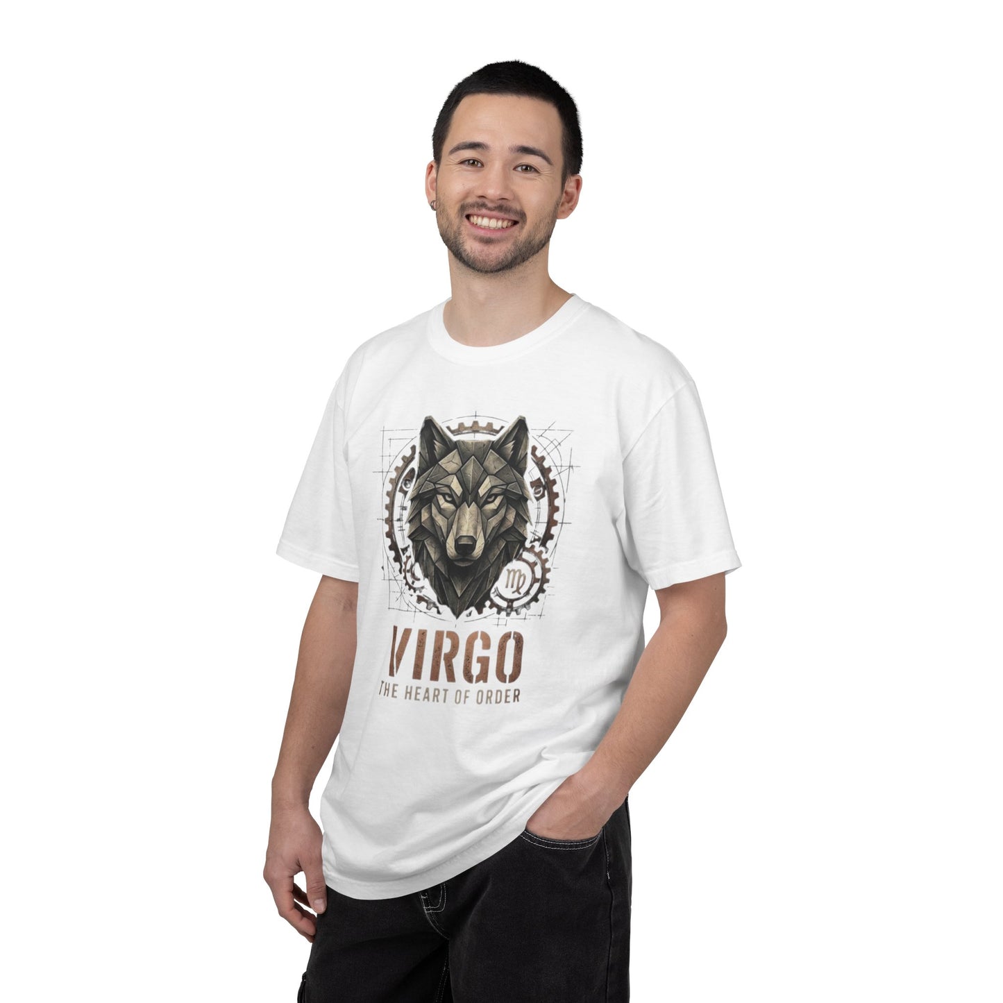 Virgo Wolf T-Shirt for Him — "The Heart of Order" Zodiac Tee