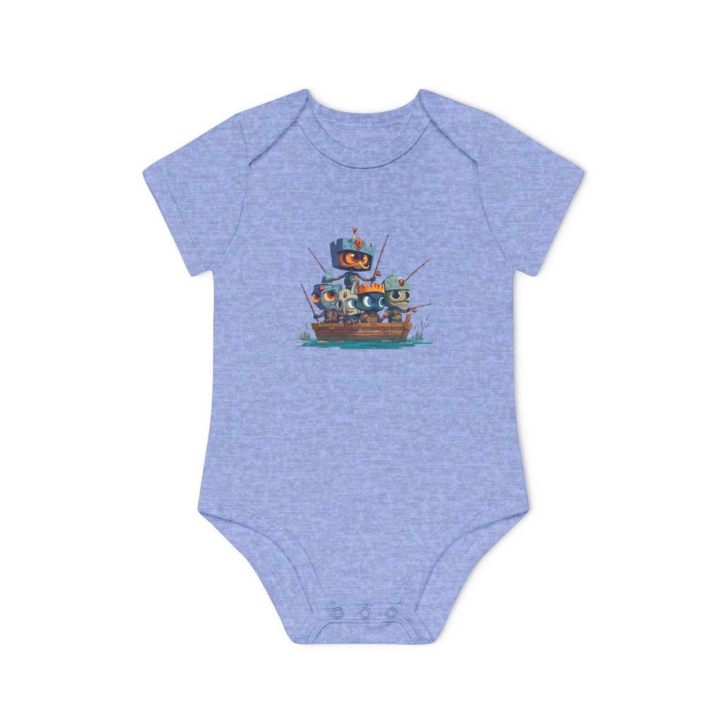 Baby Bodysuit — Cute Robot Pirate Ship Organic Infant Onesie