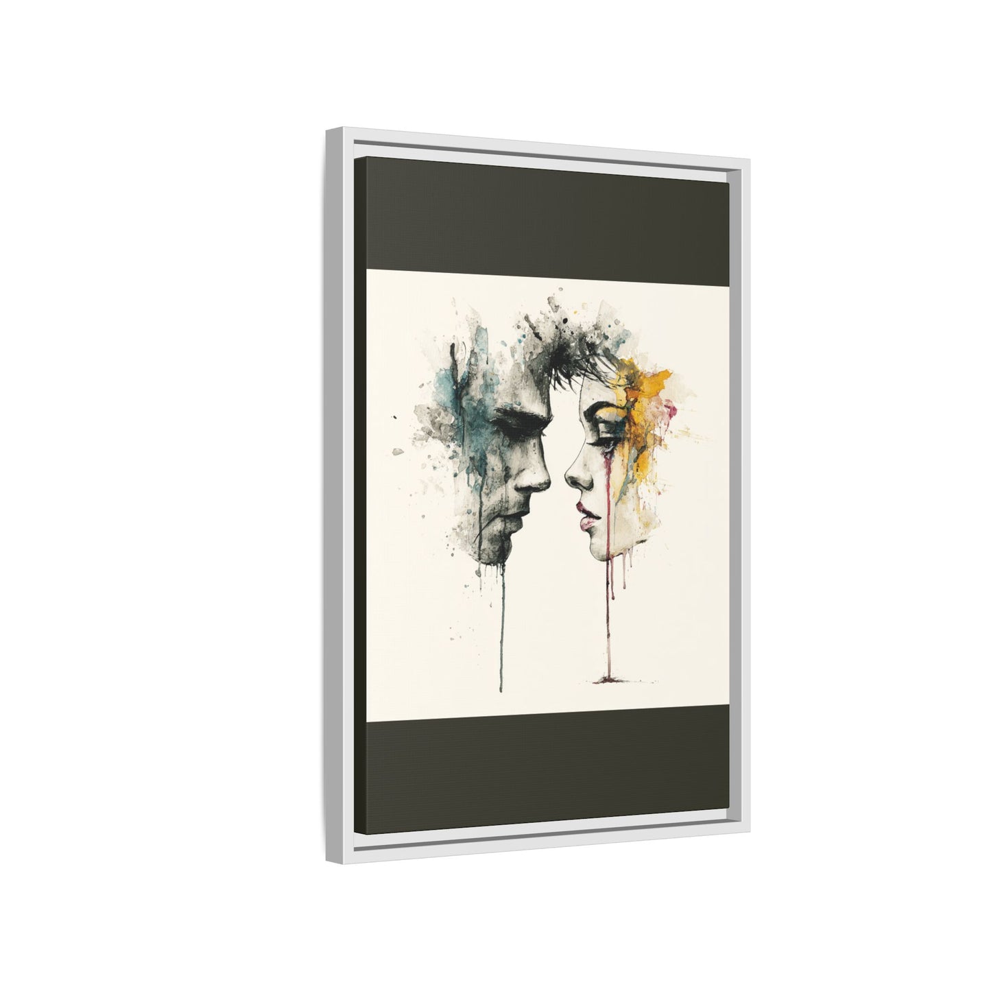 Framed Matte Canvas Art — Abstract Watercolor Faces Wall Print