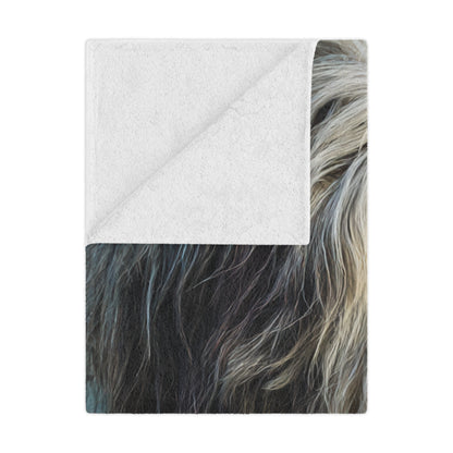 Bergamasco Shepherd Dog Portrait Minky Blanket — Soft Fluffy Throw for Pet Lovers