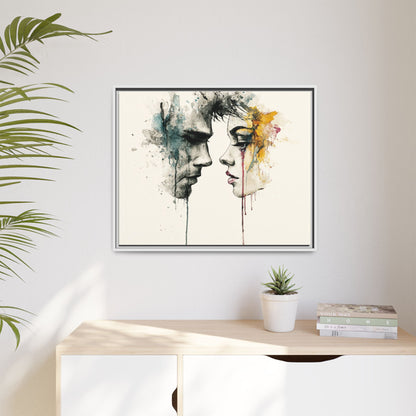 Framed Matte Canvas Art — Abstract Watercolor Faces Wall Print