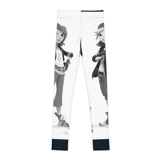 Girls Youth Character Print Leggings — Black & White Gamer Girls AOP