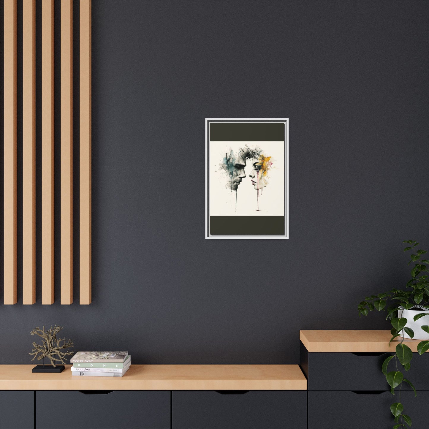 Framed Matte Canvas Art — Abstract Watercolor Faces Wall Print