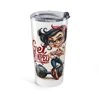 20oz Rockabilly Pin-Up Tumbler — "Get Pumped" Retro Scooter Travel Mug