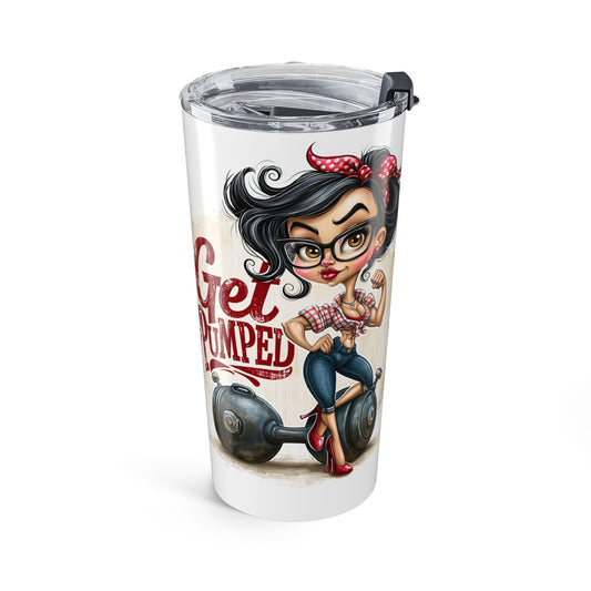 20oz Rockabilly Pin-Up Tumbler — "Get Pumped" Retro Scooter Travel Mug