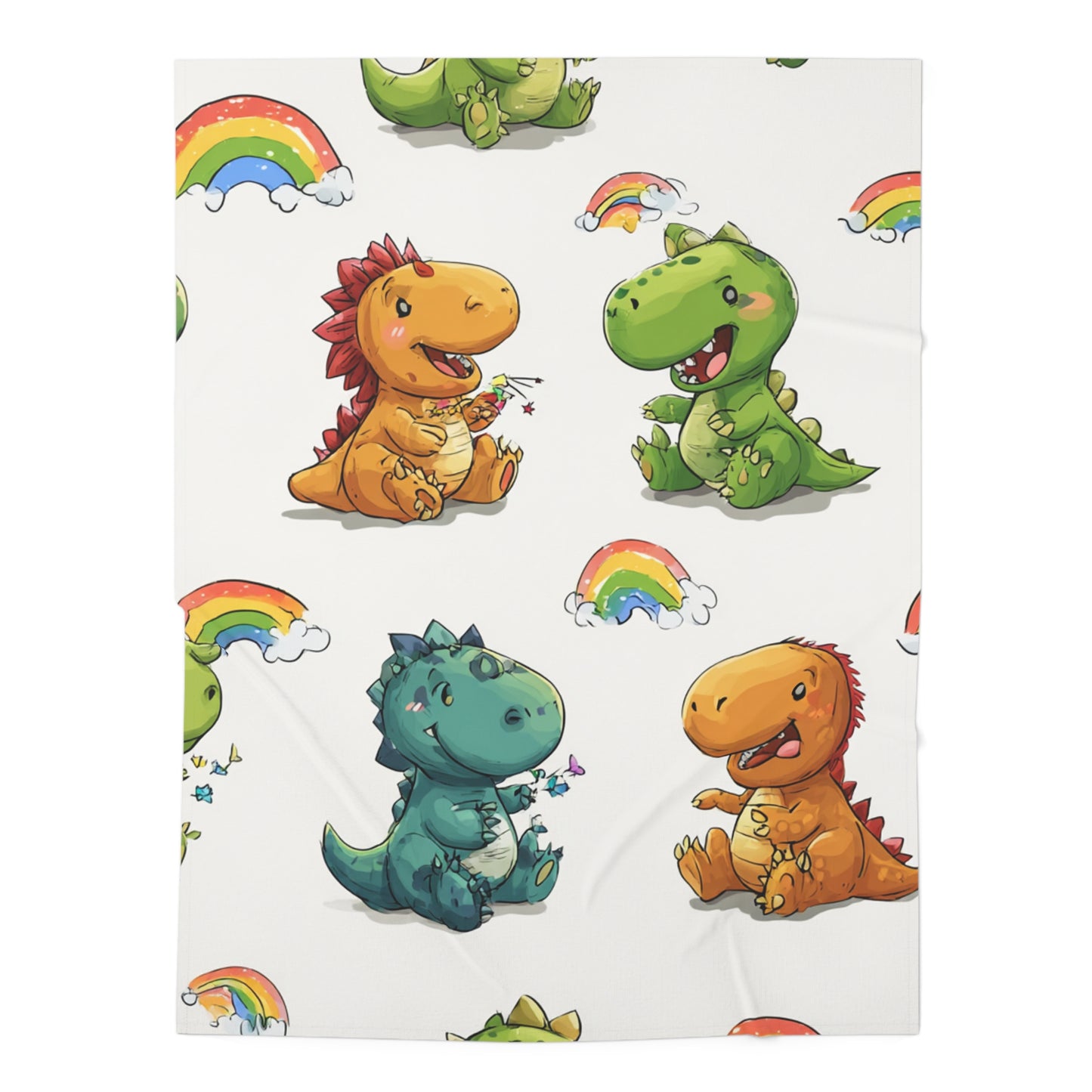 Cute Rainbow Dino Baby Swaddle Blanket — Soft Infant Swaddle with Colorful Dinosaur Print
