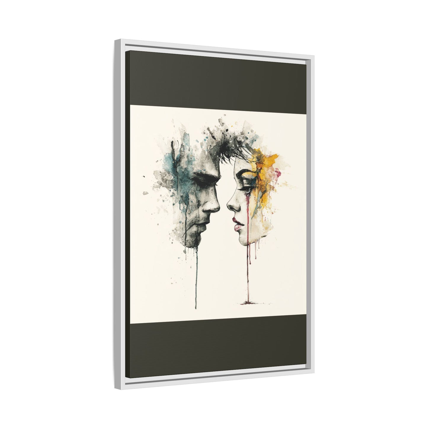Framed Matte Canvas Art — Abstract Watercolor Faces Wall Print