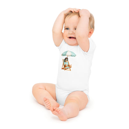 Baby Bodysuit — Beach Baby in Chair Graphic (Summer Vacation Baby Outfit)