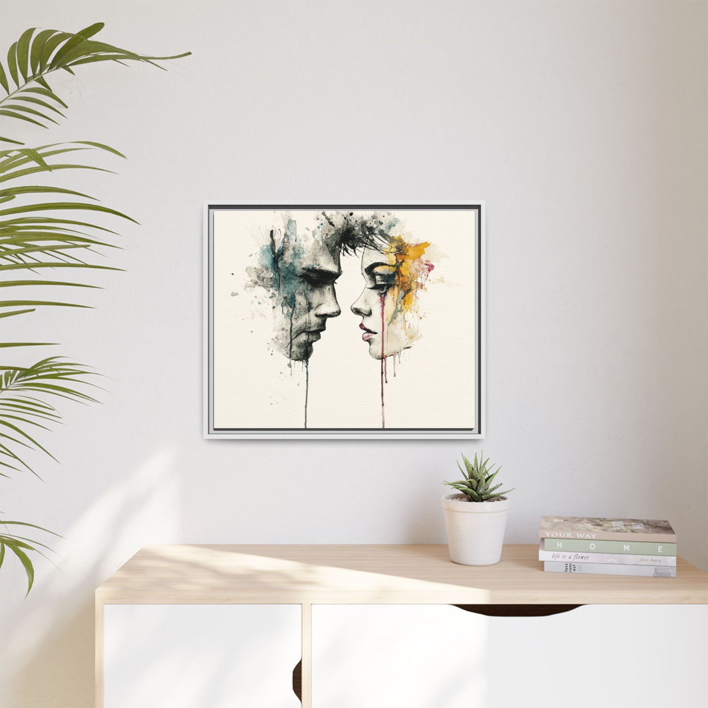 Framed Matte Canvas Art — Abstract Watercolor Faces Wall Print