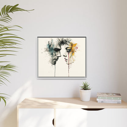 Framed Matte Canvas Art — Abstract Watercolor Faces Wall Print