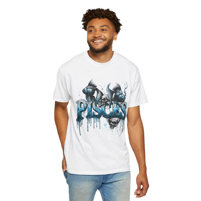 Pisces Zodiac T-Shirt — Artistic Drip Fish Graphic Tee