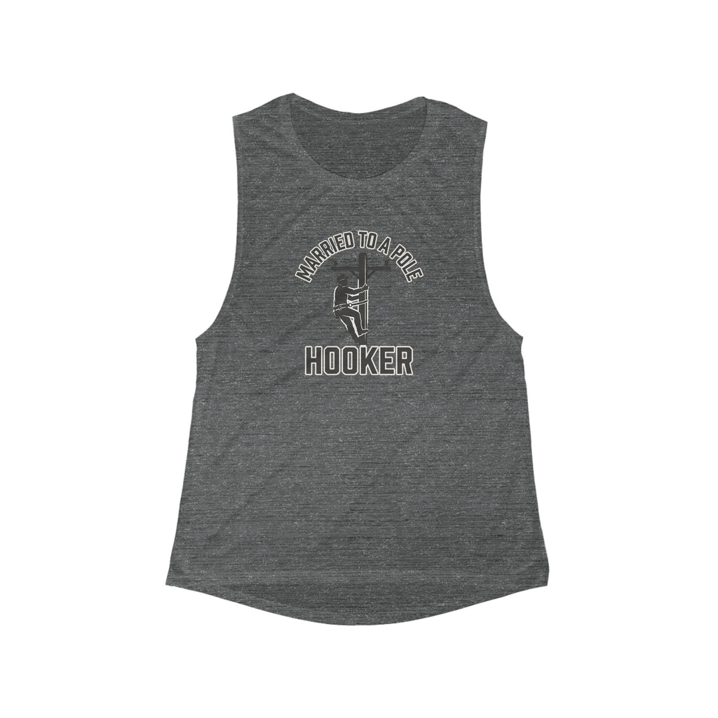 Women's 'MARRIED TO A POLE HOOKER' muscle tank top.