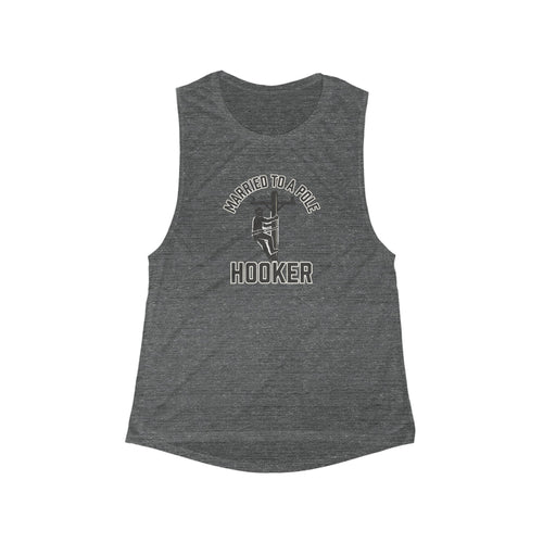 Women's 'MARRIED TO A POLE HOOKER' muscle tank top.