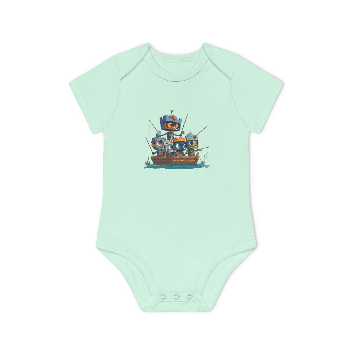 Baby Bodysuit — Cute Robot Pirate Ship Organic Infant Onesie