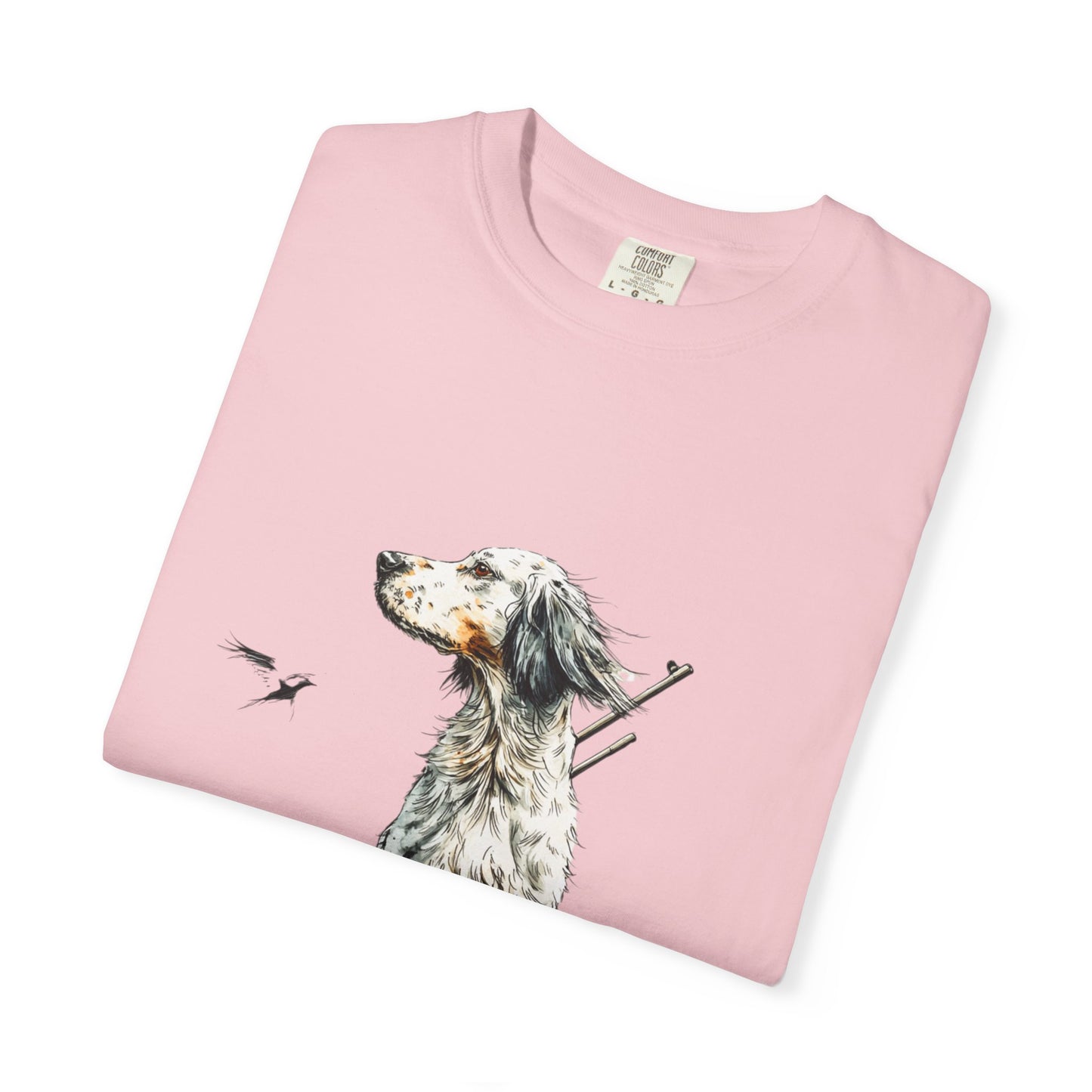 Hunting Dog Graphic T-Shirt — Watercolor Pointer with Shotgun Design