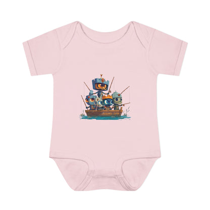 Infant Baby Rib Bodysuit-Baby Knights fishing